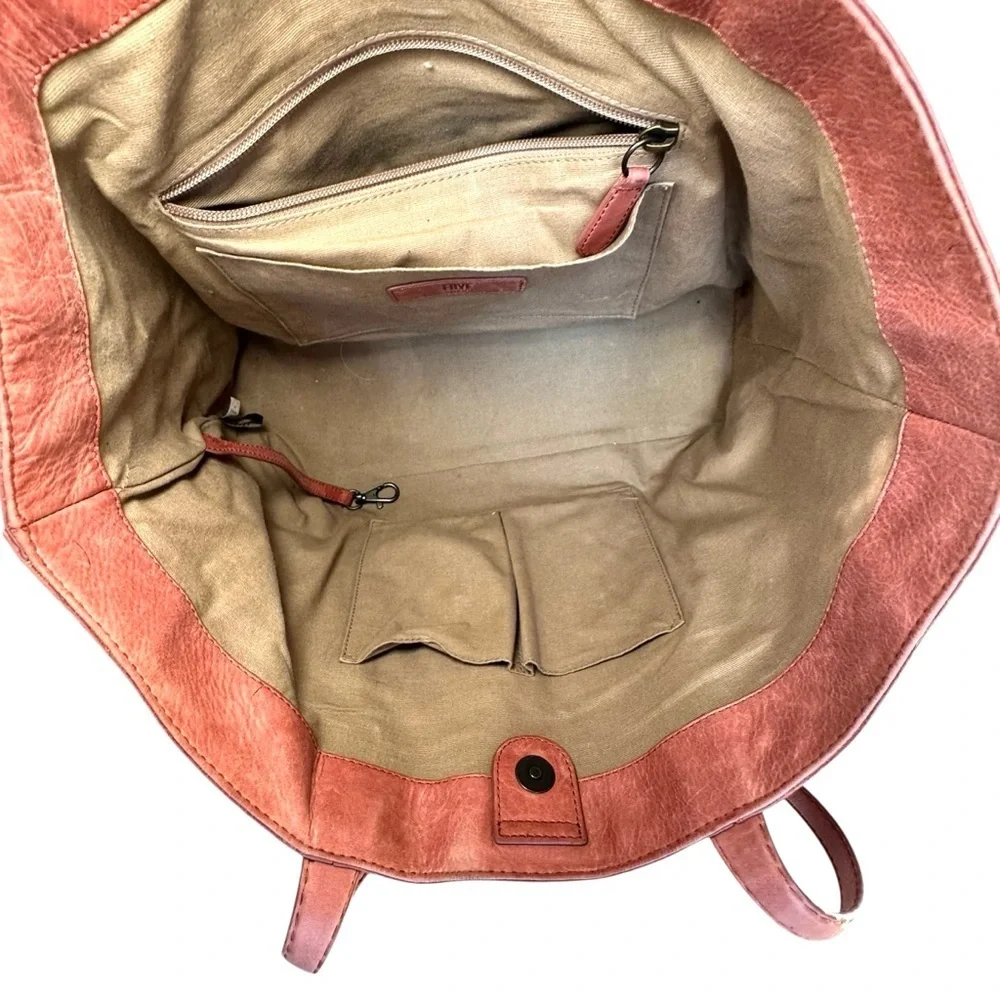 Frye Melissa Shopper Shoulder Tote Apricot Dusty Pink Italian Leather
